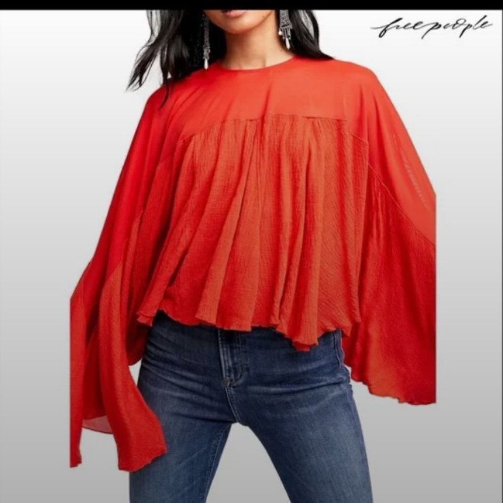Free People Mesh and Drape Top SZ SM
